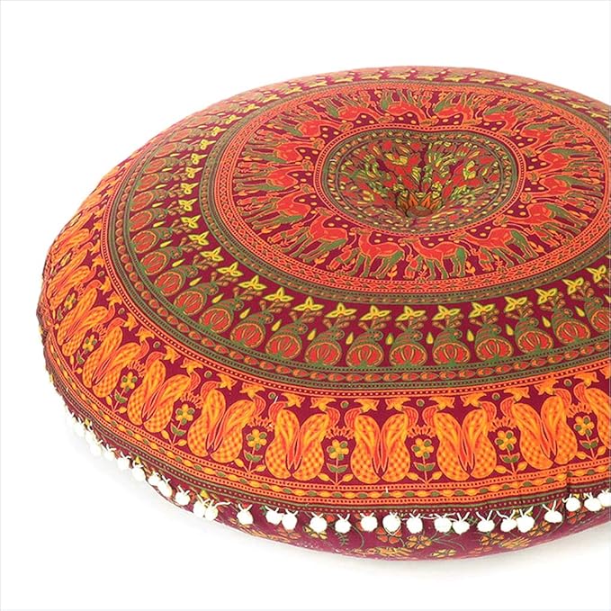 Mandala Floor Pillow Cover Meditation Cushion Seating Throw Hippie Round by EyesofIndia
