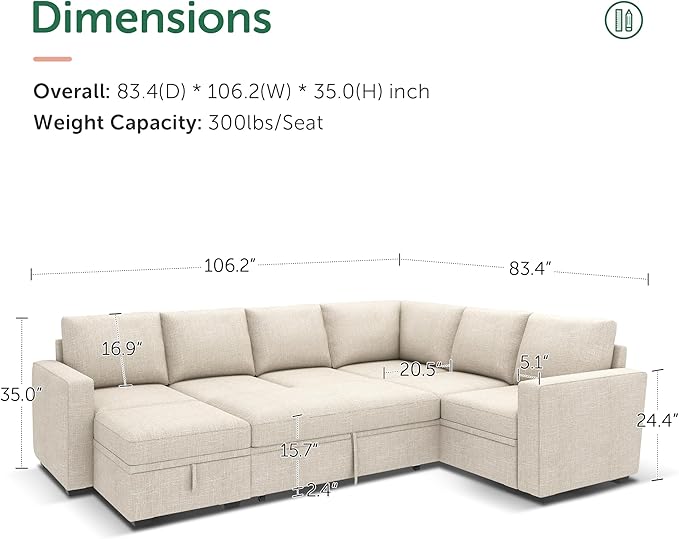 HONBAY Modular Sectional Sleeper Sofa - Image 2