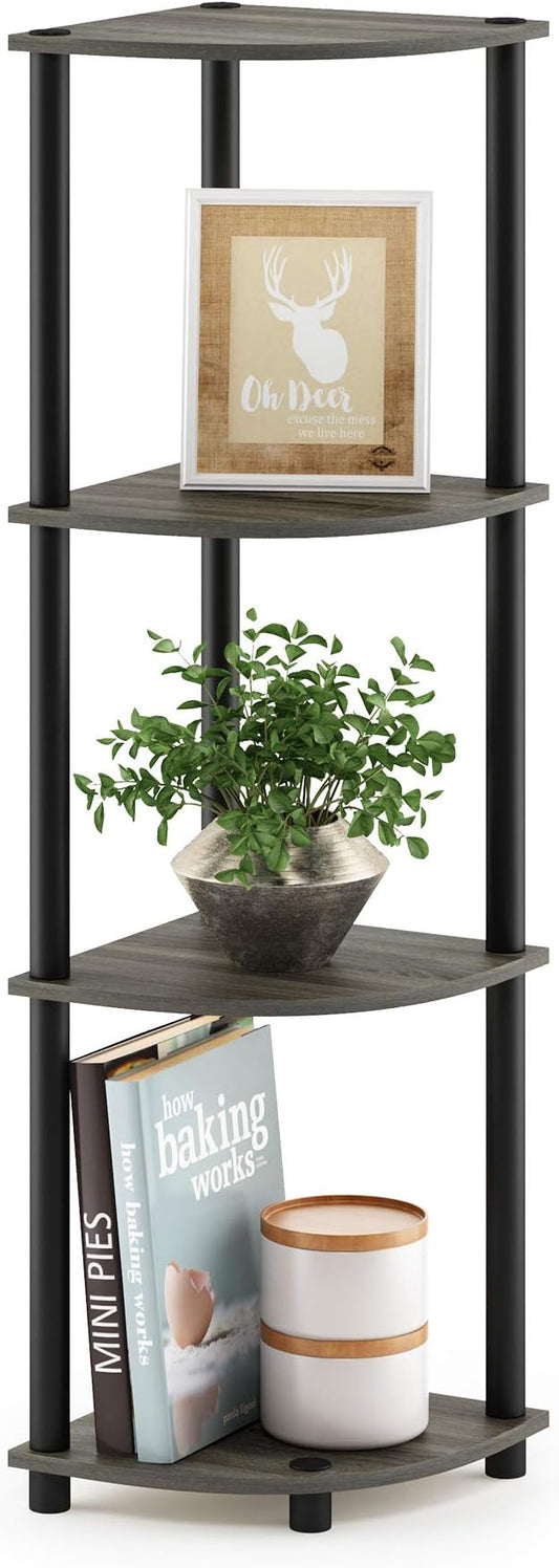 Furinno TURN-N-TUBE Corner Shelf, 4-Tier Corner Bookshelf, Display Storage by Furinno-FitsYourSpaceFitsYourBudget