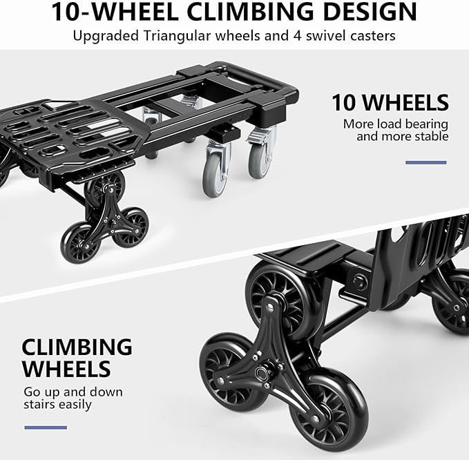 KEDSUM 3-in-1 Convertible Stair Climbing Dolly, 660LBS Heavy Duty Dolly Cart - Image 3