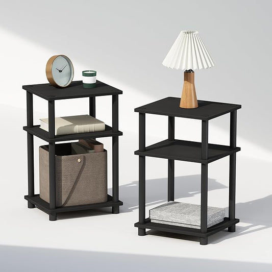 Furinno Just 3-Tier Turn-N-Tube Open Storage Nightstand, Plastic Poles by Furinno-FitsYourSpaceFitsYourBudget