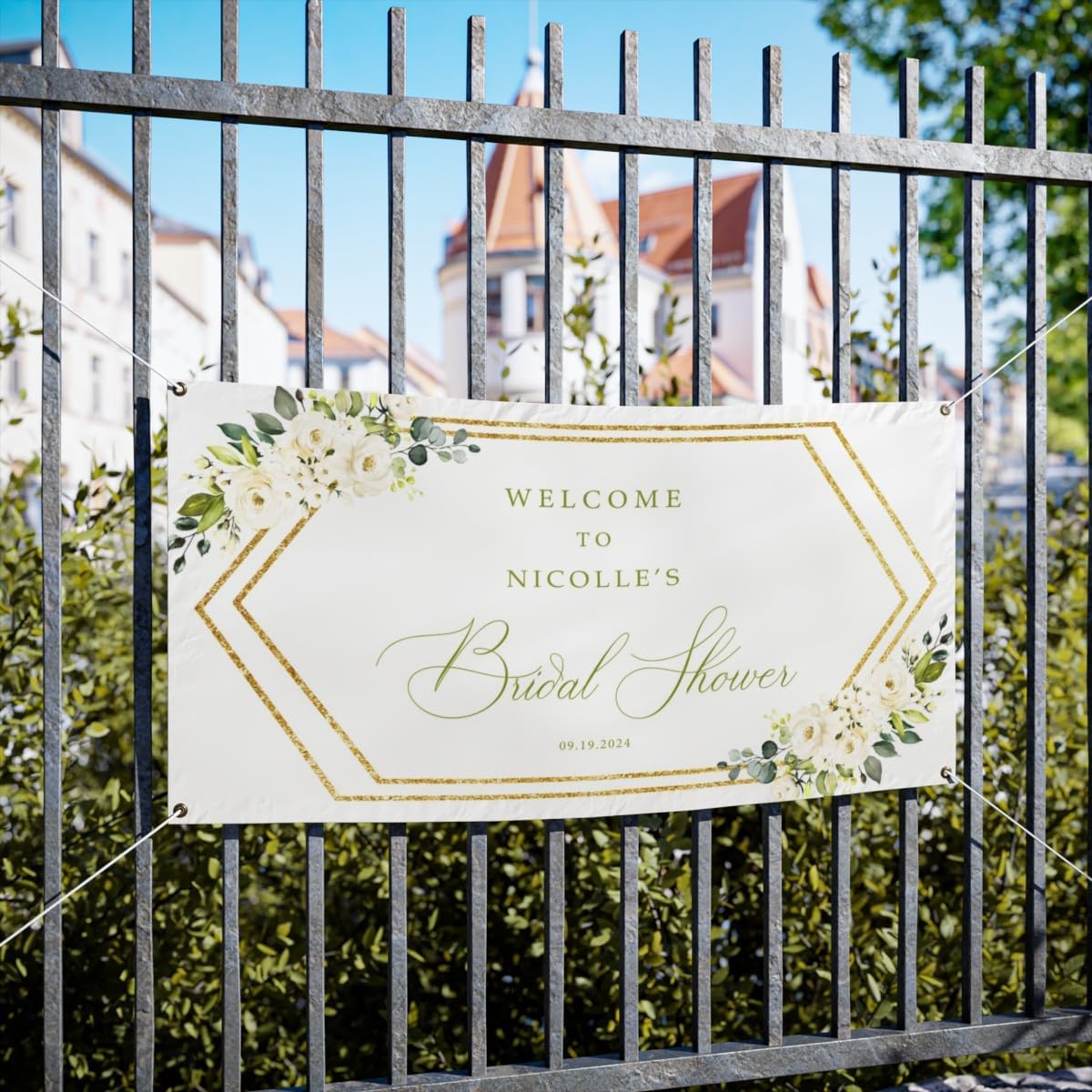 Personalized Bridal Shower Banner, Pastel Rainbow, 12x24 Inches, Wall Mount, Girls