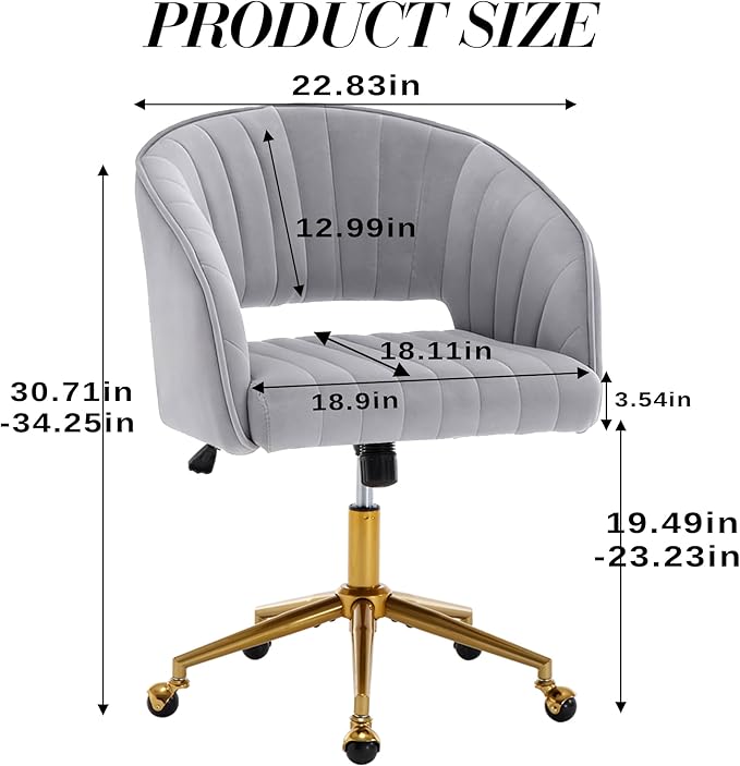 Home Office Chair Swivel Velvet Desk Chair Accent Armchair Upholstered Modern - Image 3