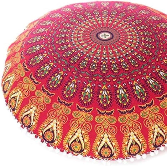 Mandala Floor Pillow Cover Meditation Cushion Seating Throw Hippie Round by EyesofIndia