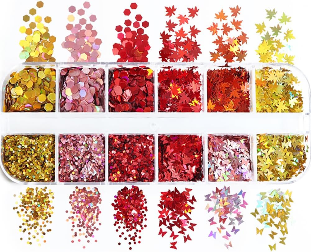 Maple Leaves Confetti,2000pcs Fall Leaves Party Table Decorations Scatter Foil Confetti for Autumn Harvest Thanksgiving Wedding Throwing Table Decoration Glitter Party Supplies (red)