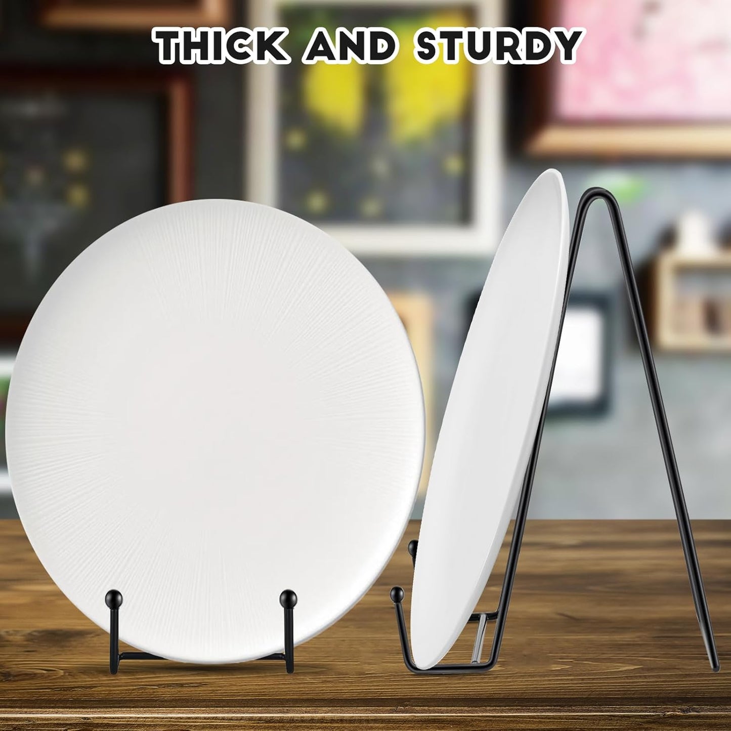 IBosins 5 Pack 10 Inch Plate Holder Display Stands, Large Metal Black Frame Stand for Picture, Book, Photo Easel, Creation, Collectibles