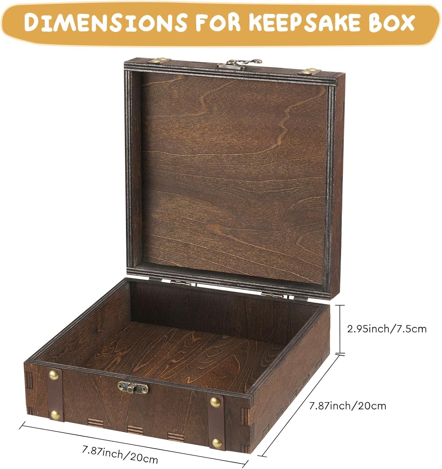 AW BRIDAL Baby Keepsake Box Engraved Wood Memory Box for Baby Newbron Girls Boys Stroage Box with Lid Baby Shower Gifts Wood Storage Box