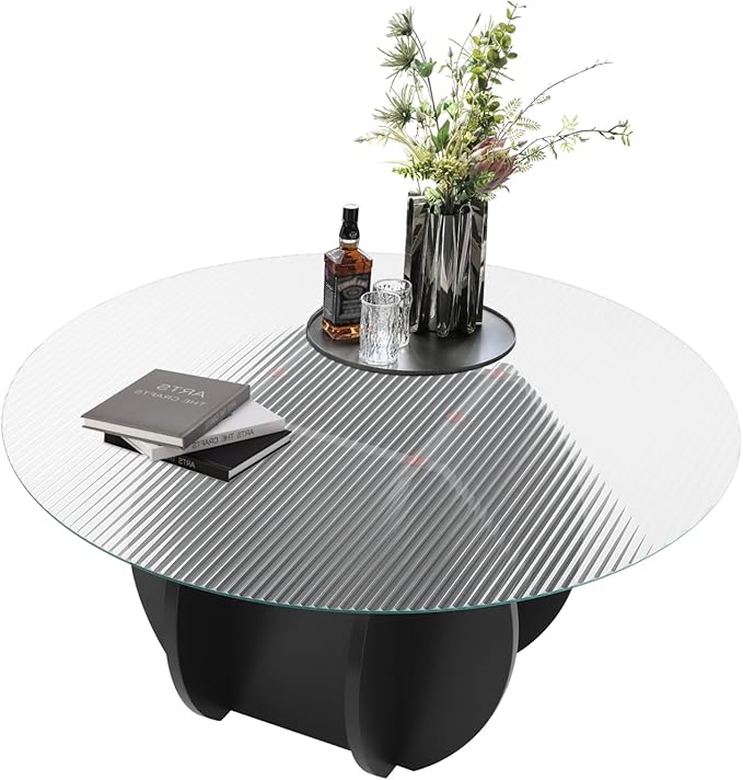 Round Glass Coffee Table for Living Room by Unknown