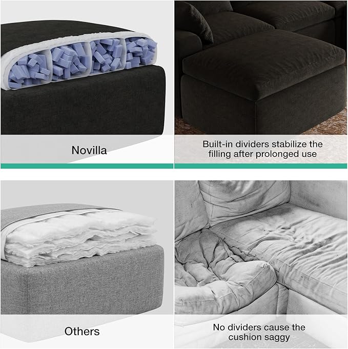 Novilla 104.3" Modular Cloud Couch, Modern Sectional Sofa - Image 11