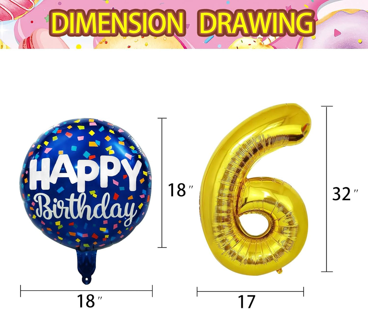 50 Pcs Happy Birthday Party Aluminum Foil Balloons and 16th Birthday Balloons, 18 Inch Round Aluminum Foil Balloon with" Happy Birthday" Sign, Birthday Party Decorations for Boys/Girls(Yellow, 16)