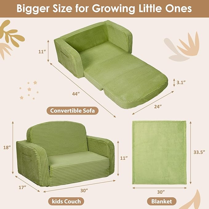 Foryoomi Extra Wide 2 in 1 Convertible Toddler Kids Couch - Image 2