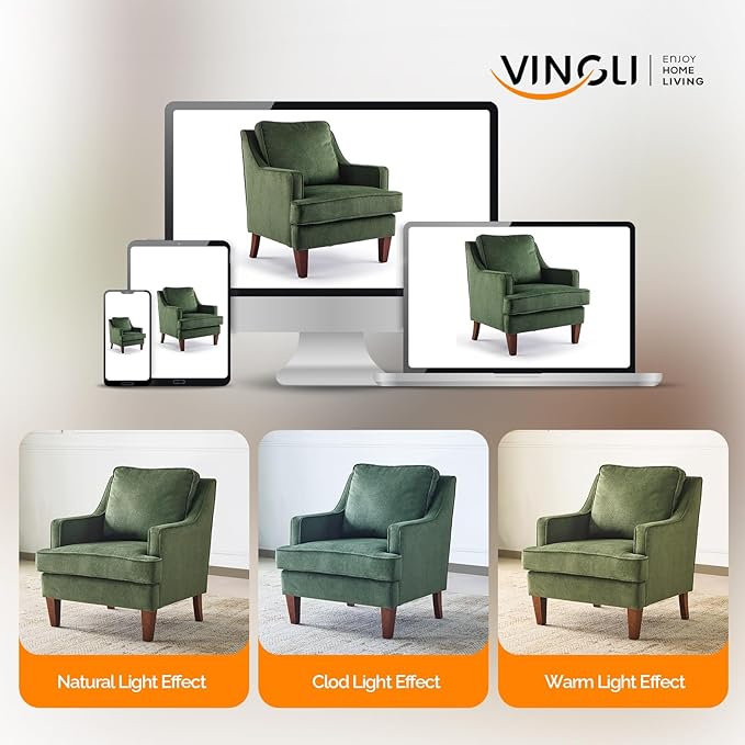 VINGLI Green Accent Chair, Mid Century Modern Chairs, Upholstered Armchair - Image 9