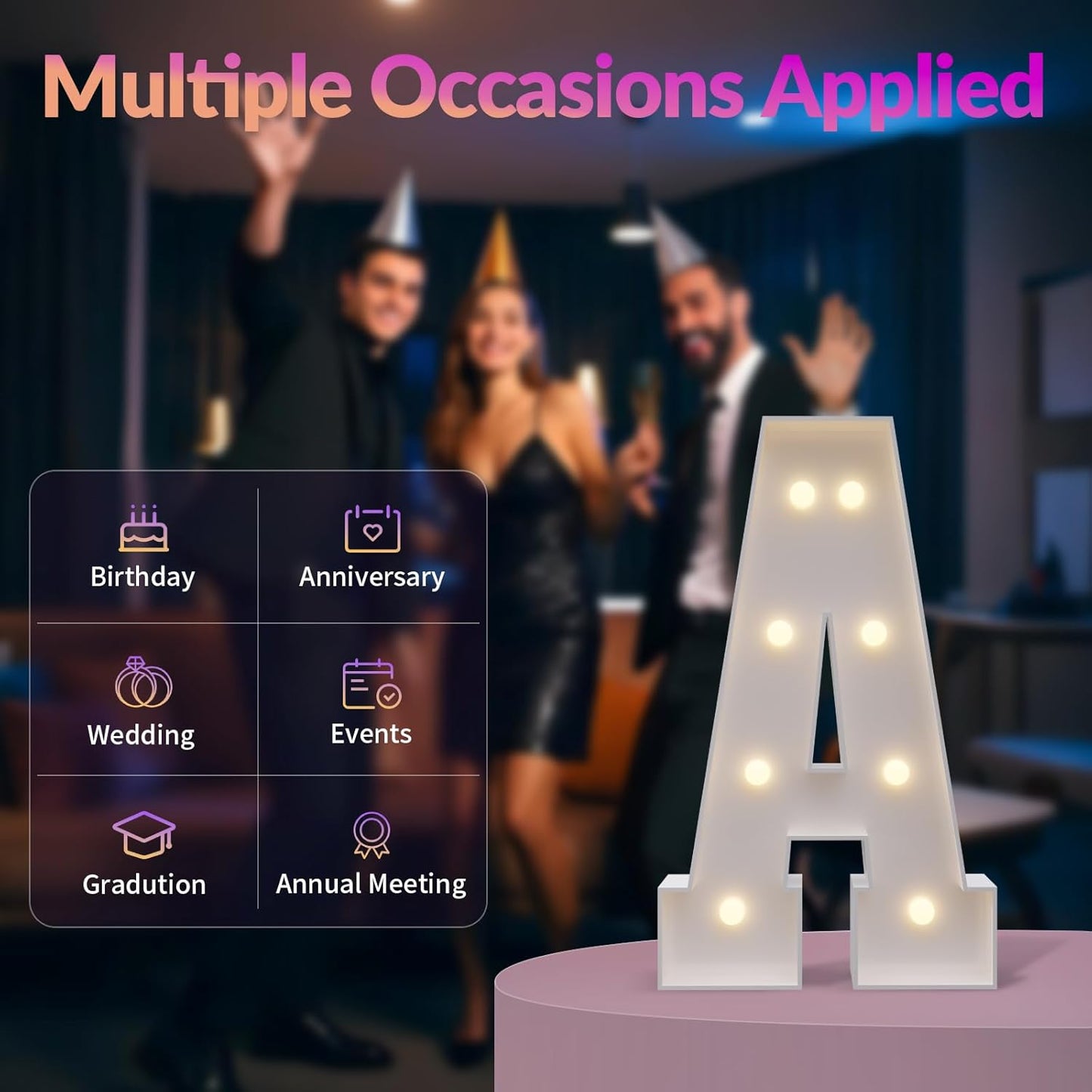 JoyMuse Marquee Letters 3 Feet Tall, Light Up Letters 3FT with Lights, Large Letters for Party, Letter J Light Up Letters for Baby Shower Wedding Proposal Graduation Birthday Decorations