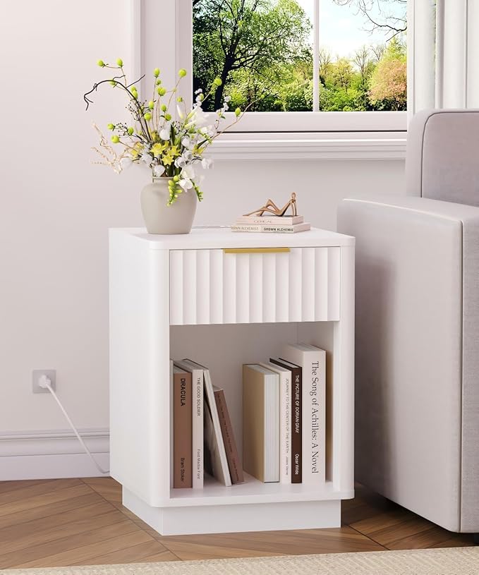 Akxomel Fluted Nightstand, Wooden Night Stand - Image 2