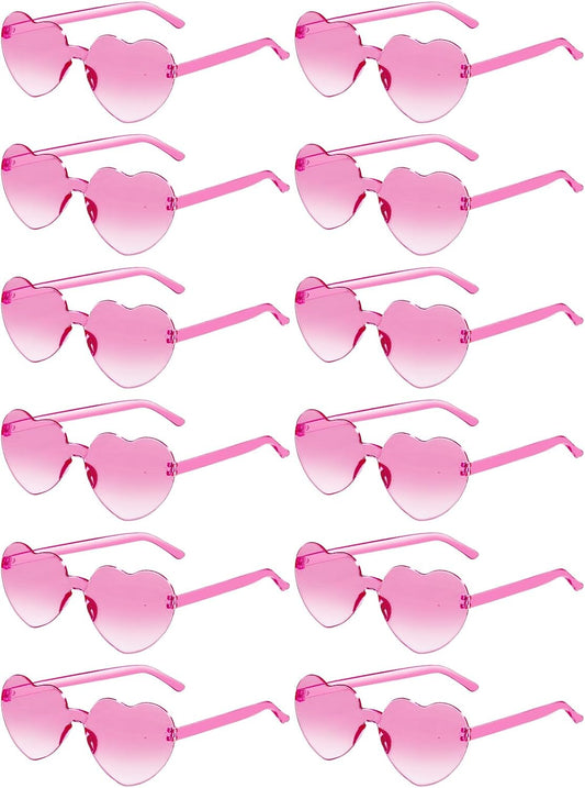12 Pairs Heart Shaped Sunglasses for Women Colorful Glasses Fun Trendy Transparent Heart Sunglasses Party Favor (Gradient Pink)