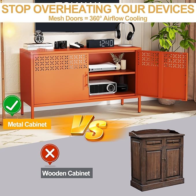 GDNVBRDS Metal Storage Cabinet, 2-Door Short Locker Cabinets - Image 3