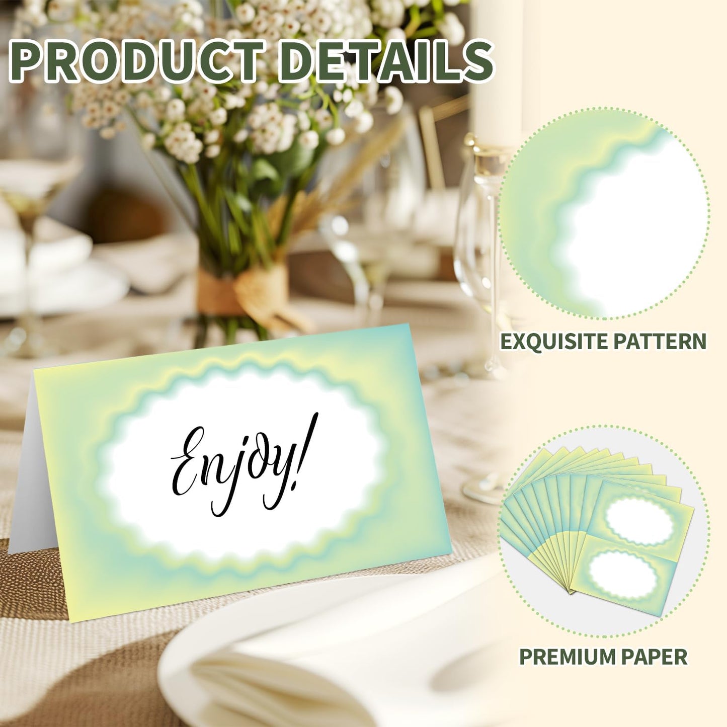 25 Color Gradient Place Cards for Table Seating, Colorful Wedding Name Place Card, Tent Cards for Birthday Baby Shower Bridal Shower Reception Dinner Party Decorations -A01