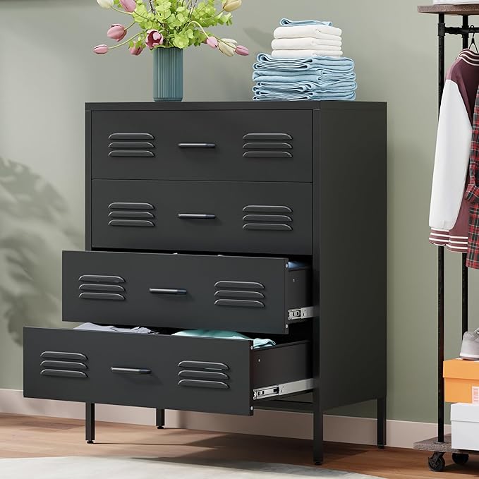 LCAOPC Black Metal 4 Drawer Dresser by LCAOPC