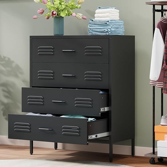 LCAOPC Black Metal 4 Drawer Dresser by LCAOPC