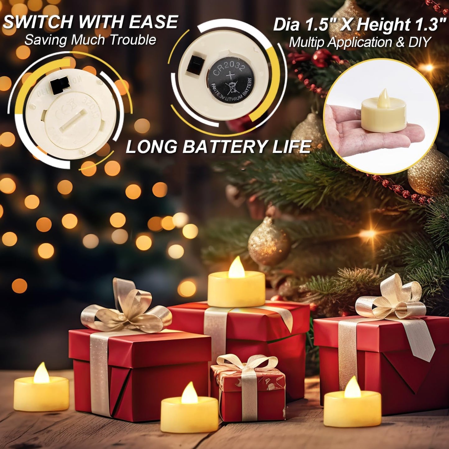 BEICHI Flameless Candles, 24Pack Battery Operated Candle, LED Tea Lights Candles Battery Operated, Flickering Fake Votives for Wedding Party Home Decor- Warm White, Ivory Base