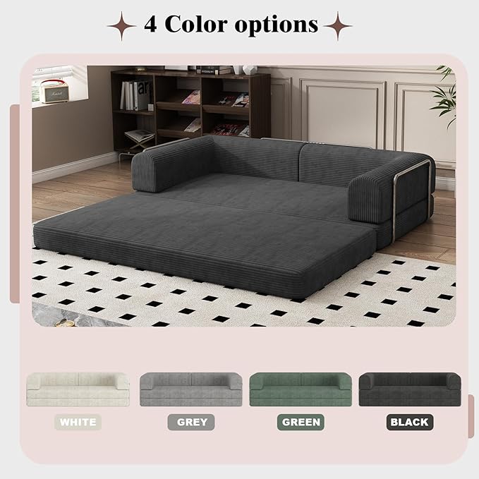 Garvee 78" Convertible Sleeper Sofa Bed, Plush Corduroy Futon Loveseat - Image 4