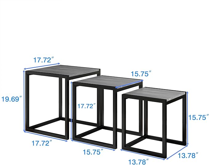 Nesting Table Set of 3 Side Tables, Modern Coffee Table Stacking End Table - Image 3