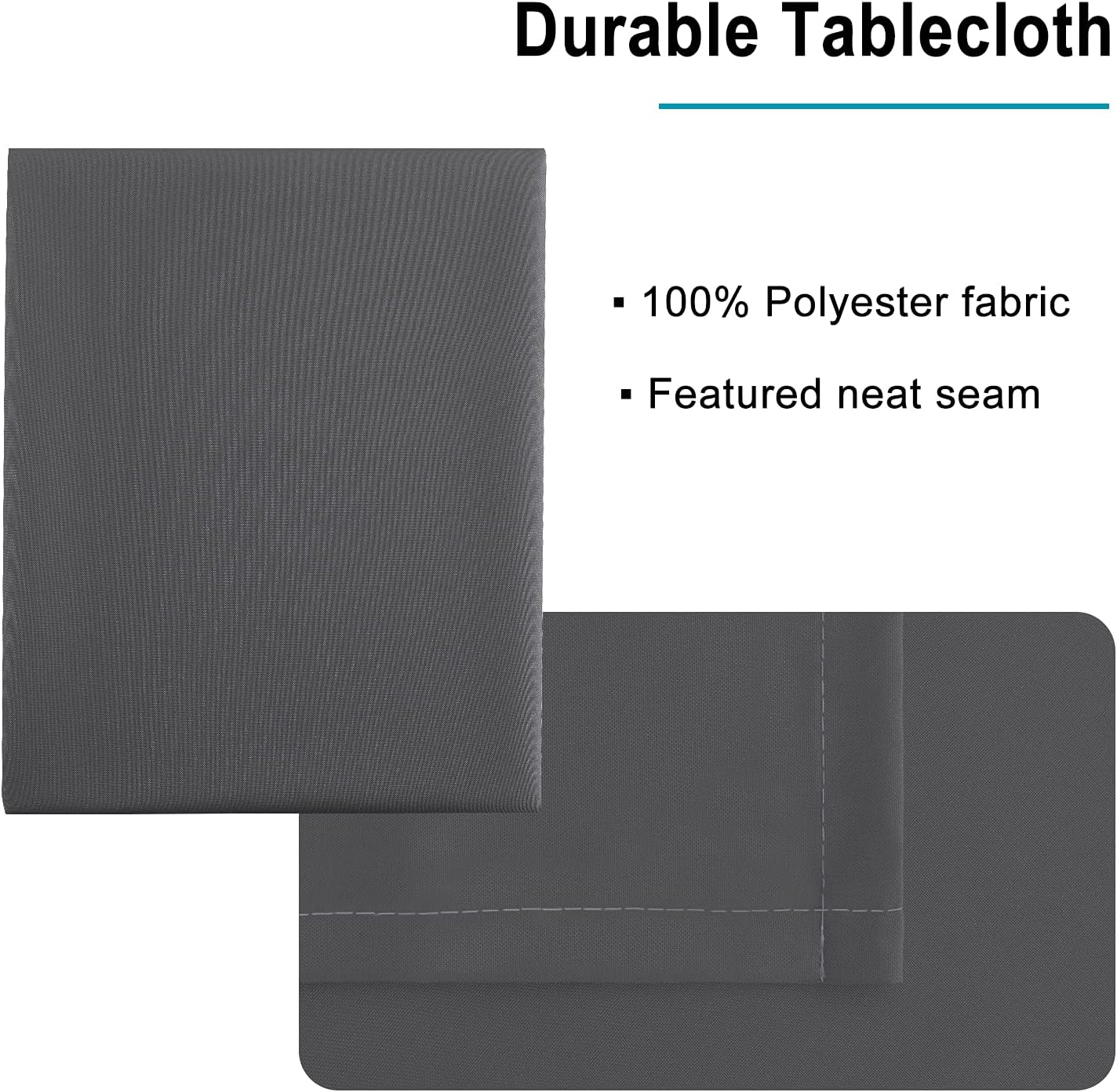 Hiasan Rectangle Tablecloth Grey - Wrinkle Resistant and Waterproof Washable Polyester Fabric Table Cloth for Dining Party and Outdoor Use, 70 x 108 Inch