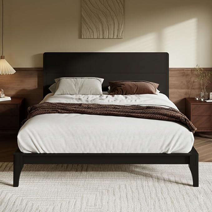 Merax Full Size Bamboo Platform Bed, Mid-Century Modern Bed Frame by Merax