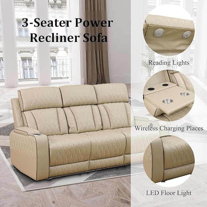 Leather Power Recliner Sofa Set - Image 4