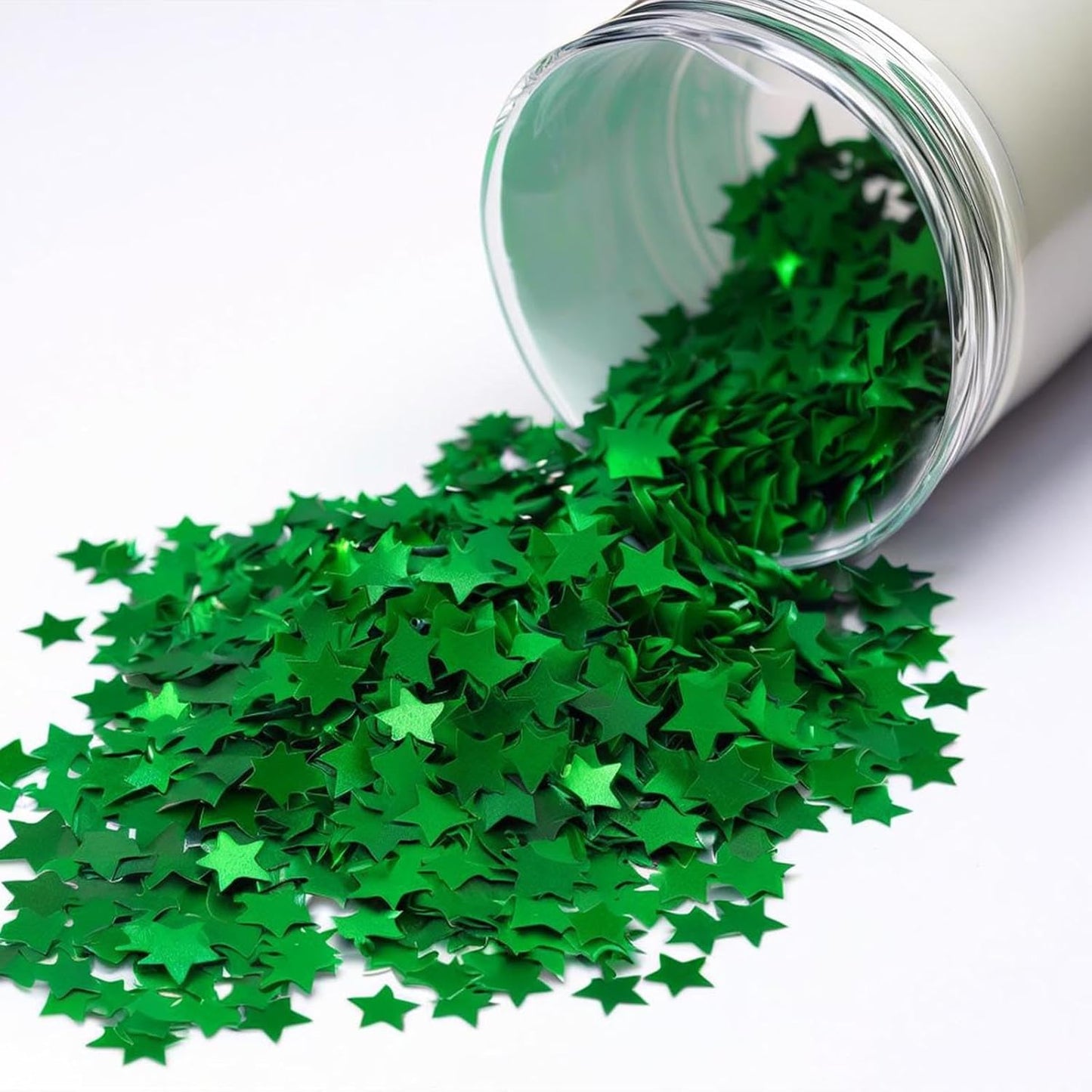 Green Star Confetti - 60g (2.11OZ) Glitter Stars Table Confetti for St. Patrick’s Day, Spring Weddings, Biodegradable Leaf Green Shimmer Décor for Crafts, Tables, Photo Backdrops