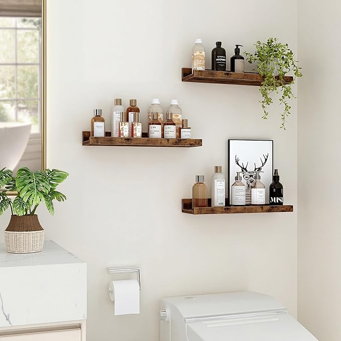 Floating Shelves for Wall, 16 inch Wood Floating Shelves Set of 2, Picture - Image 6