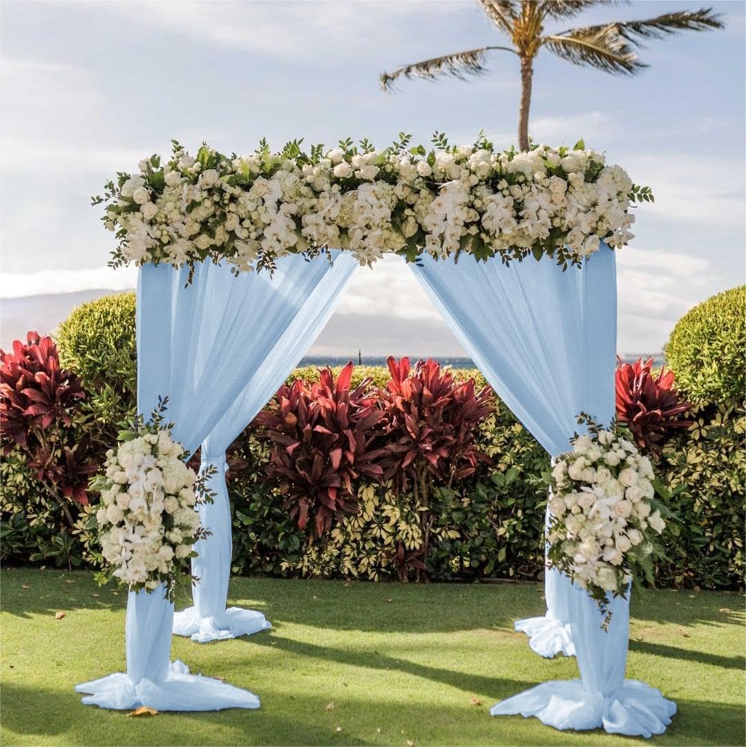 Wedding Arch Draping Fabric 1 Panel 30'' x 18FT Baby Blue Sheer Chiffon Arch Drapery for Photo Booth Bridal Shower Baby Shower Church Decor Newborn Photography Christening Outdoor Party