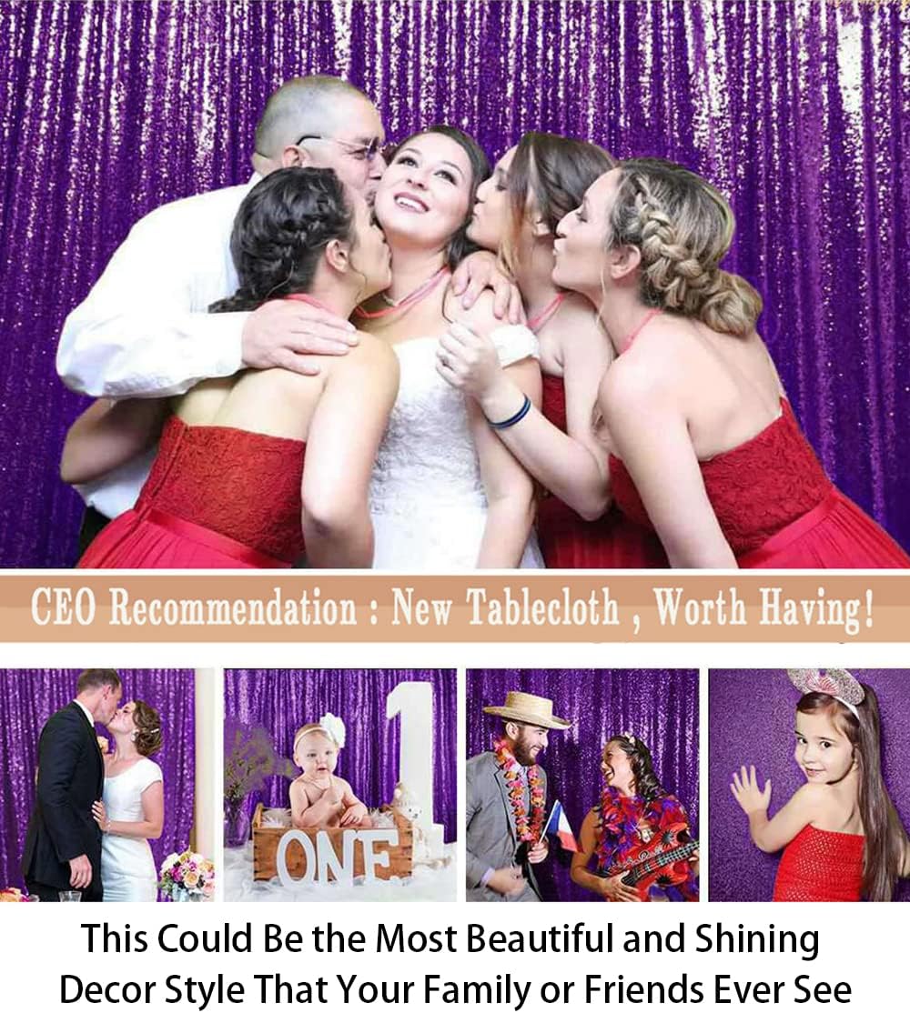 ShinyBeauty Purple Sequin-Backdrop-Curtain 2Panels 5FTx10FT Glitter Wedding Backdrop Photography Backdrops Shimmer Curtains Payette Sequin Backdrop Royal Purple Fabric Background
