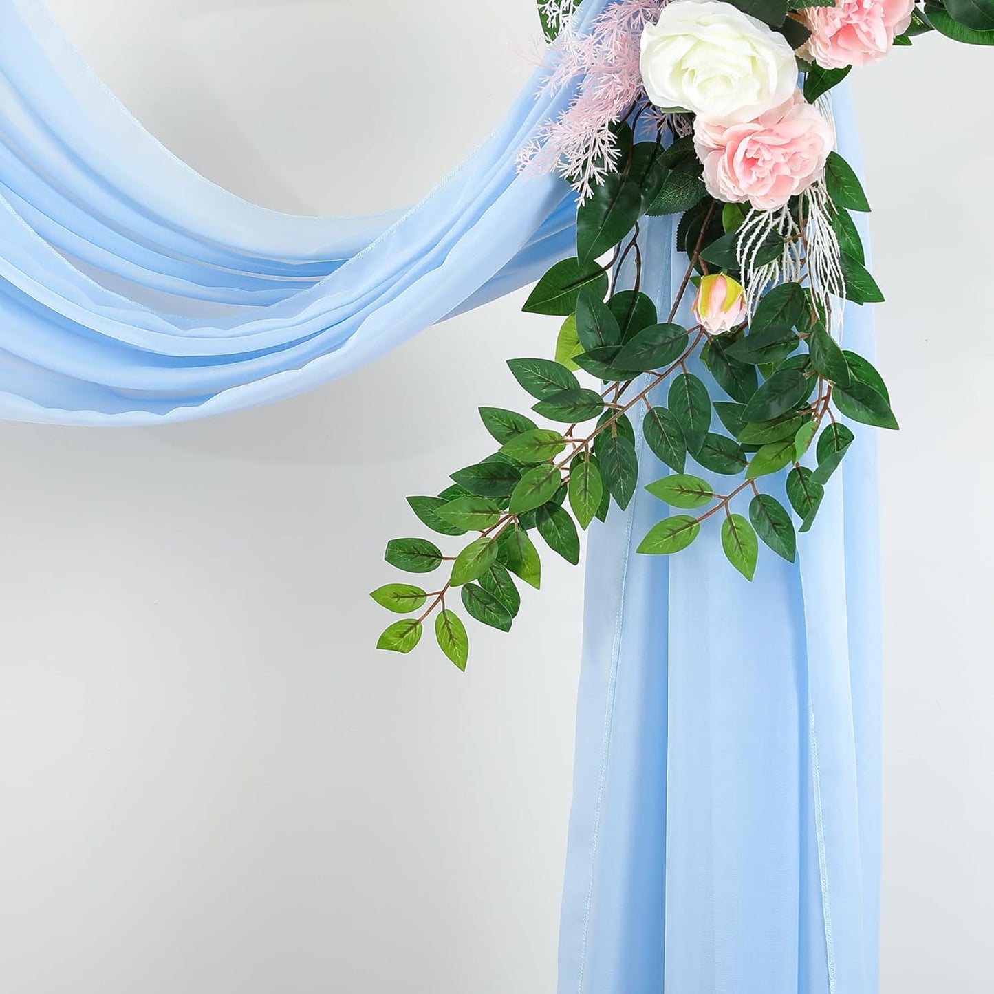 Wedding Arch Draping Fabric, 1 Panel 18FT Baby Blue Sheer Backdrop Curtain Chiffon Fabric Drapes Arbor Drapery Wedding Ceremony Reception Swag Decorations