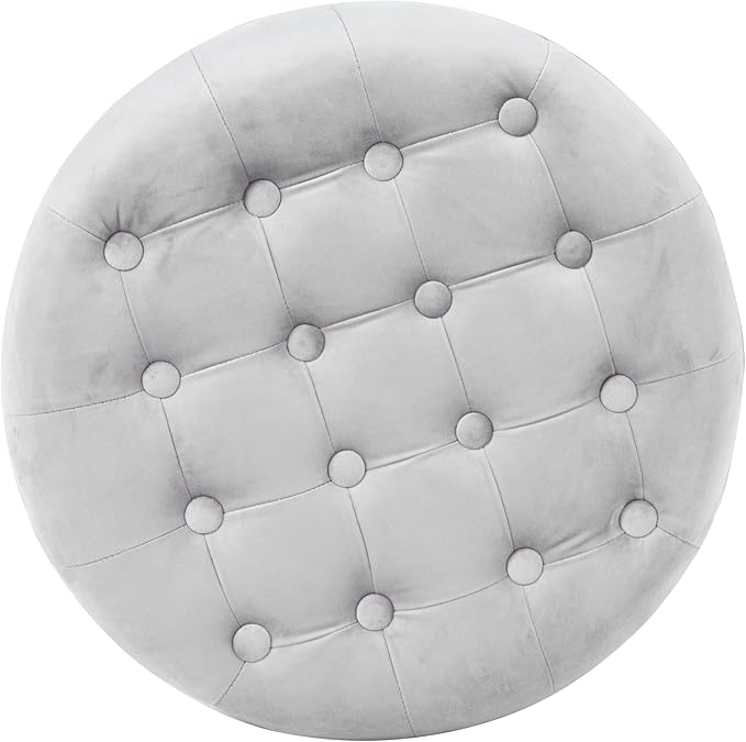 HomePop by Kinfine Fabric Upholstered Round Storage Ottoman - Image 9