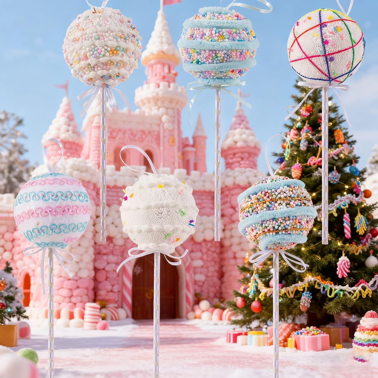 LANGXUN 6pcs Lollipop Candy Land 2025 Xmas Birthday Party Wedding Suppiles Decoration, Hanging Candy Cane Christmas Tree Décor, Christmas Decorative Hanging Ornaments Crafts