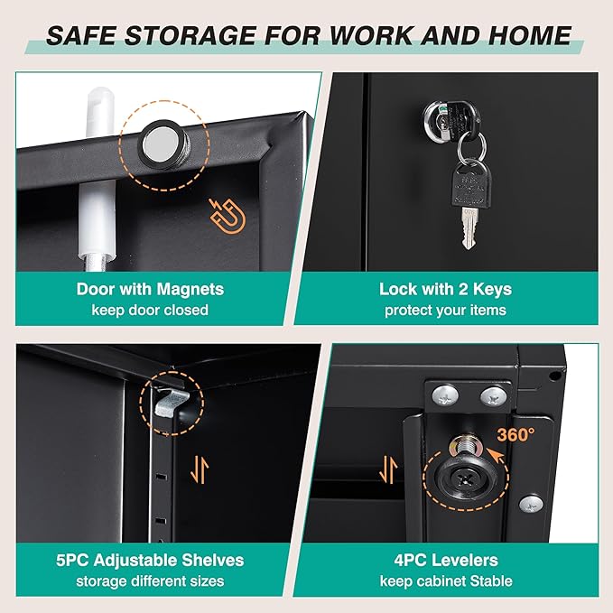 SISESOL Wide & Deep Metal Storage Cabinet - Image 8