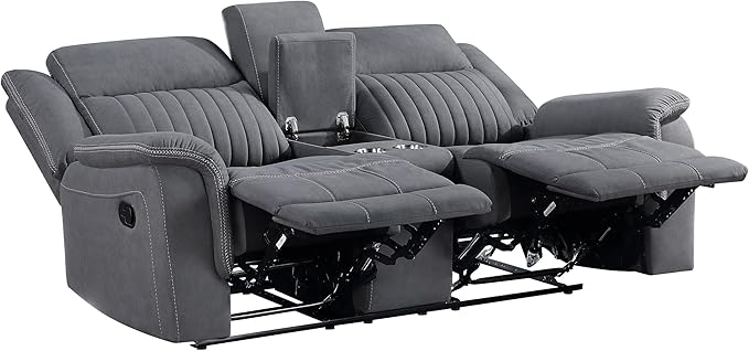 Lexicon Manual Double Reclining Loveseat, Polished Microfiber Manual Wall - Image 8