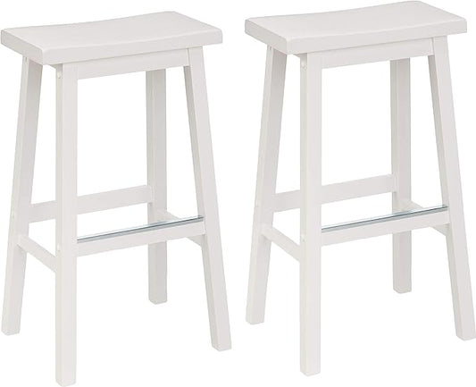 Amazon Basics Solid Wood Saddle-Seat Counter Height Bar Stools by AmazonBasics