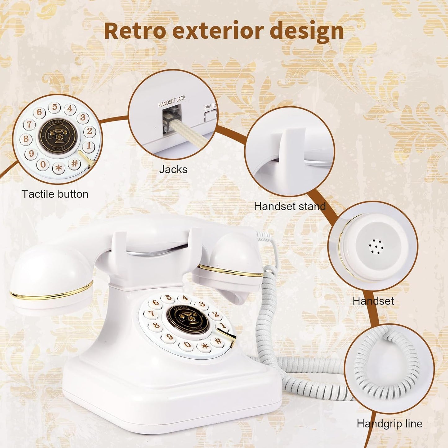 Audio Guest Book Wedding Phone, Audio Guest Book Record Customized Audio Messages Guest Book Alternatives Classic Retro Phone for Parties Birthdays Rentals Confessions Special Occasions