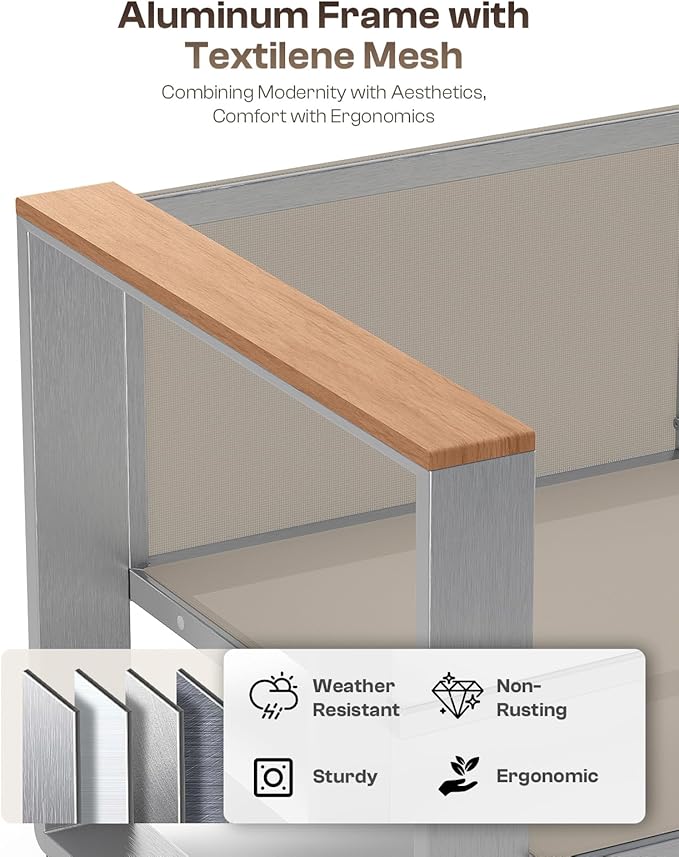 Aluminum Patio Furniture Set, 5 Seats Outdoor Patio Conversation Sets - Image 3