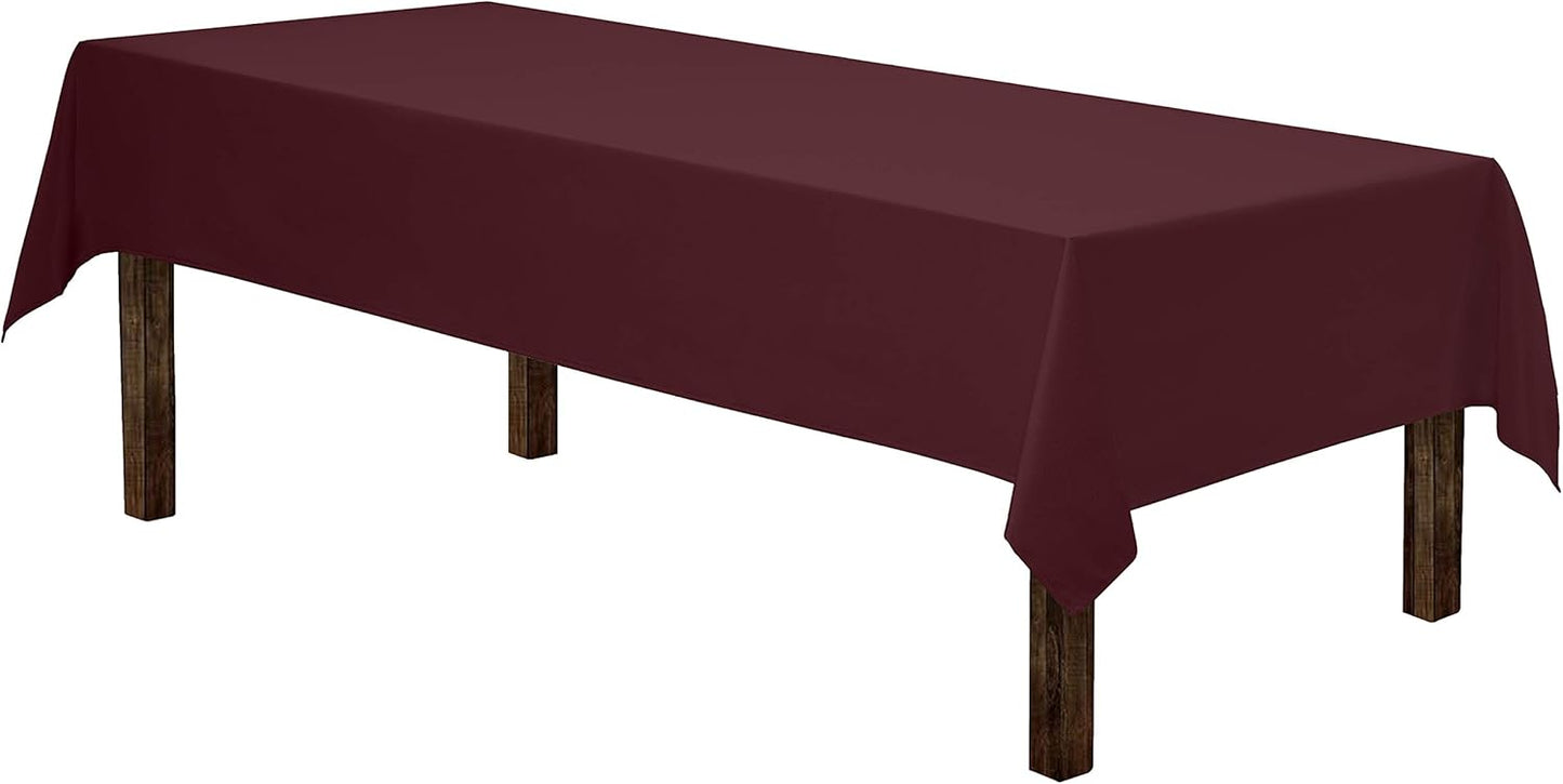 Gee Di Moda Rectangle Tablecloth - 60 x 126 Inch Burgundy Table Cloth for 8 Foot Rectangle Table - Heavy Duty Washable Fabric - for 8 Ft Buffet Table, Holiday Party, Dinner, Wedding & Baby Shower