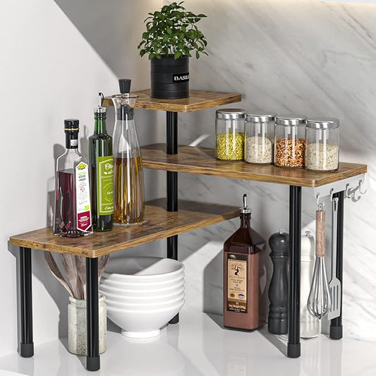 JayRex Countertop Organizer Organization, 3 Tier Moveable Corner Shelf Organizer by JayRex