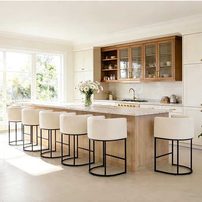 ClinQ 26" H Counter Height Bar Stools Set of 3, Modern Barrel Counter Stools - Image 6