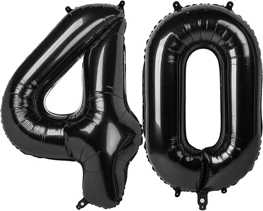 Black Number 40 Balloon, 40 Inch, Birthday Party Decorations, Anniversary & Graduation Supplies