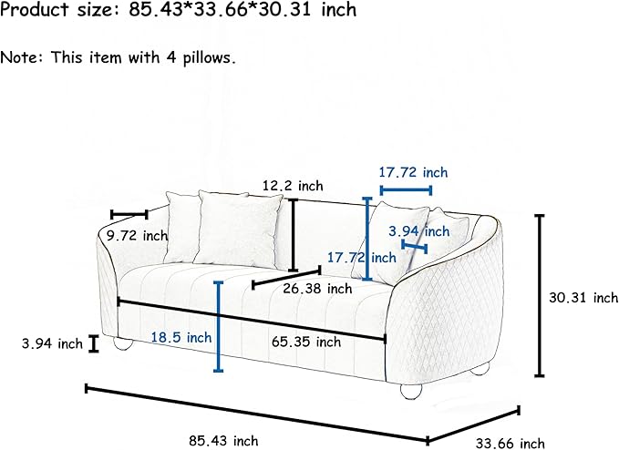 3-Piece Luxury Velvet Sofa Set for Living Room, Elegant Design Couch Set - Image 9