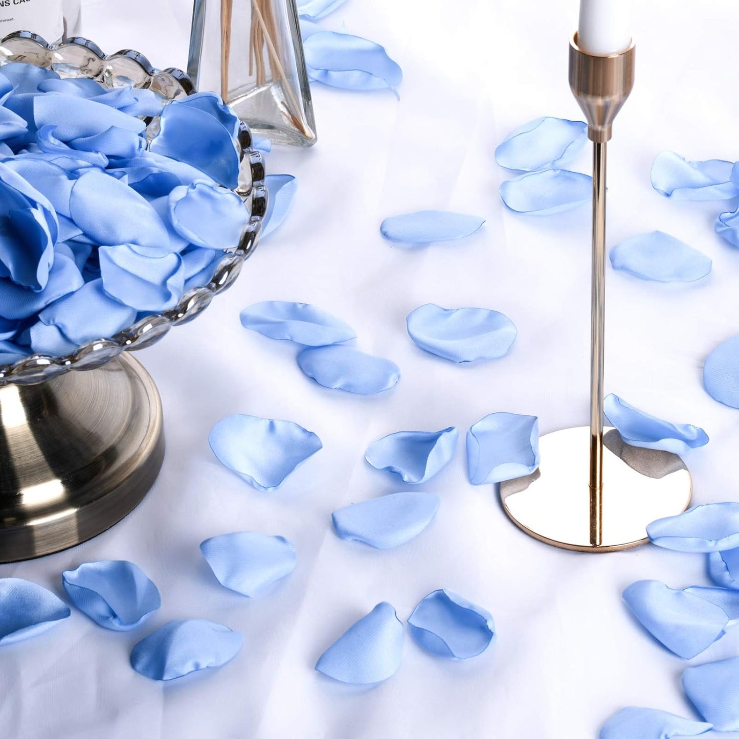 Artificial Silk Rose Petals 300pcs Blue Flower Petals for Wedding Flower Girl Romantic Night Table Centerpieces Party Favors Confetti Anniversary Decoration(Blue)