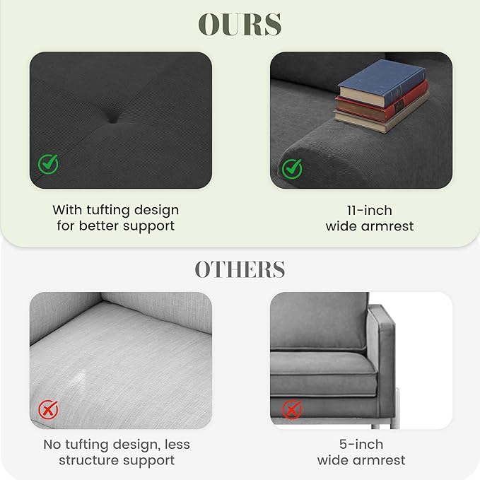 GRUSIGN 118'' Modular Sectional Oversized Boneless Couch, Tufted Cloud - Image 6