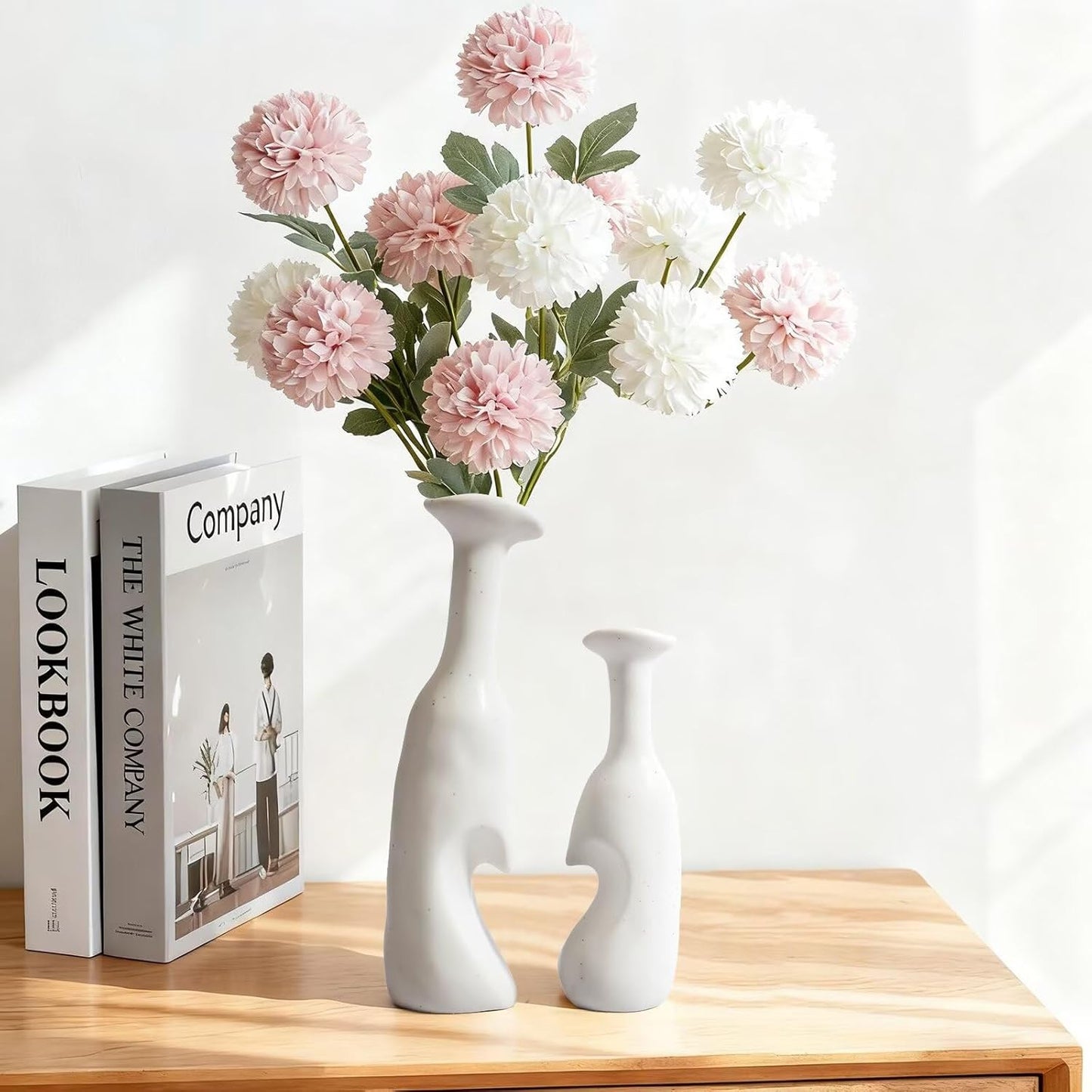 Heart Shaped Small Ceramic Vases Set of 2 Home Decor Boho Vase Modern Matte Flower Vase Minimalist Decorative Vase for Wedding Gift Dining Coffee Table Book Shelf Office Décor