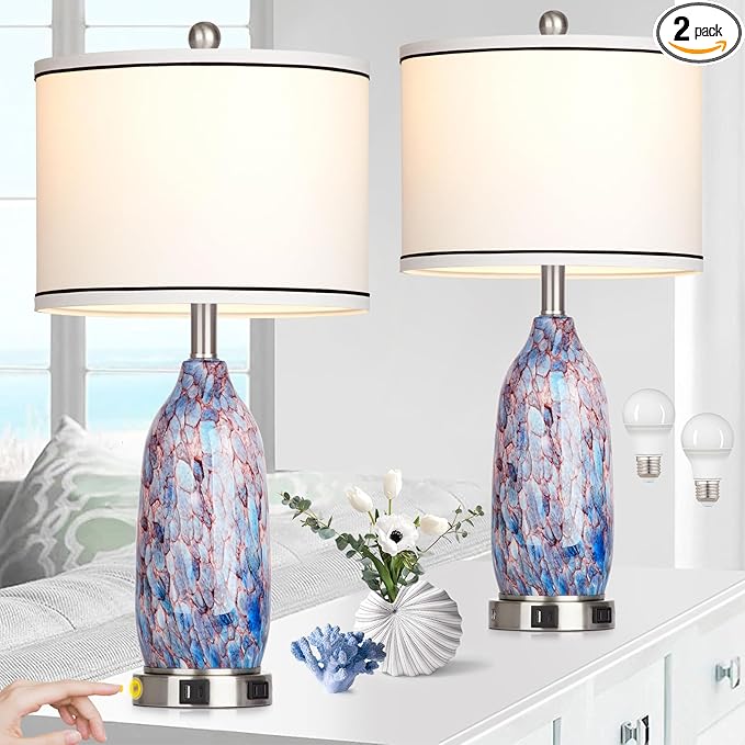 Rinweey 26" Coastal Glass Table Lamps Set of 2, Nautical lamp by Rinweey